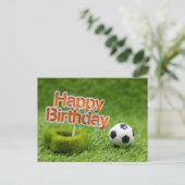 Voetbal met Happy Birthday op Green Briefkaart (Staand voorkant)