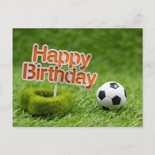 Voetbal met Happy Birthday op Green Briefkaart (Voorkant)