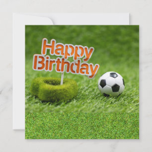Voetbal met Happy Birthday op Green Kaart