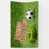 Voetbal met Happy Birthday Sign op groen Spandoek (Verticaal)