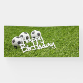 Voetbal met Happy Birthday-woord op groen  Spandoek