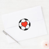 Voetbal met hart ronde sticker (Envelop)