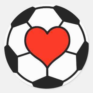 voetbal met hart ronde sticker