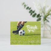 Voetbal met het woord Dank je wel  Briefkaart (Staand voorkant)