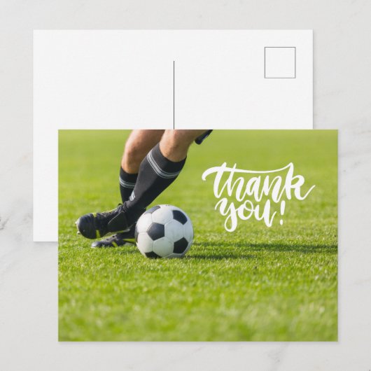 Voetbal met het woord Dank je wel  Briefkaart (Voorkant / Achterkant)