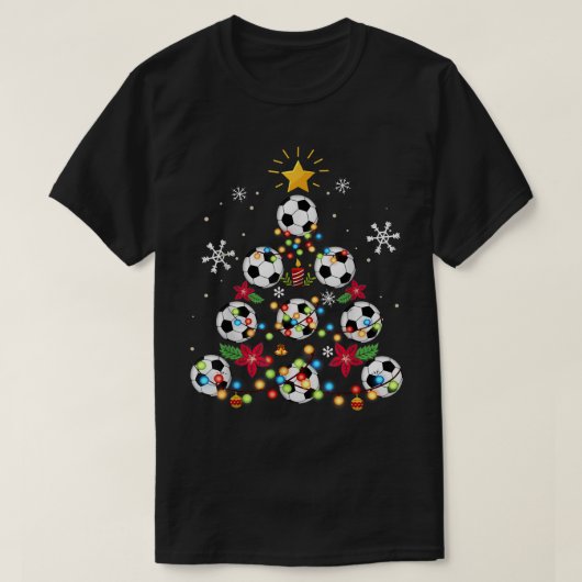 Voetbal met kerstboomkerstbomen — Santa Hat Family T-shirt (Design voorkant)