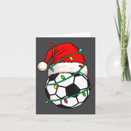 Voetbal Met Kerstman Hoed Grappig Kerstmis Xmas Ca Kaart (Voorkant)