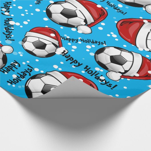 voetbal met Kerstmis met kerstmis Cadeaupapier (Hoek)