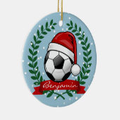 voetbal met Kerstmis met kerstmis Keramisch Ornament (Rechts)
