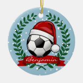 voetbal met Kerstmis met kerstmis Keramisch Ornament (Voorkant)