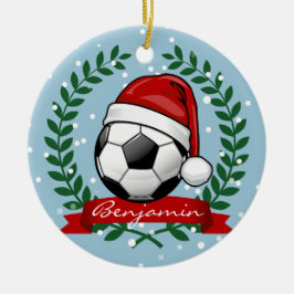voetbal met Kerstmis met kerstmis Keramisch Ornament