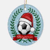 voetbal met Kerstmis met kerstmis Keramisch Ornament (Links)