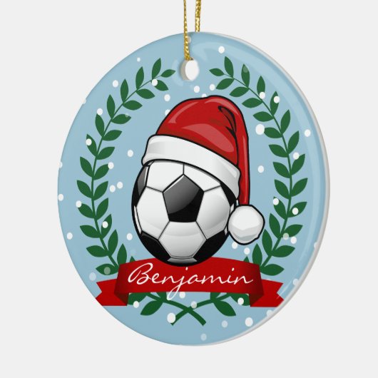 voetbal met Kerstmis met kerstmis Keramisch Ornament (Links)