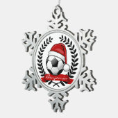 voetbal met Kerstmis met kerstmis Tin Sneeuwvlok Ornament (Rechts)