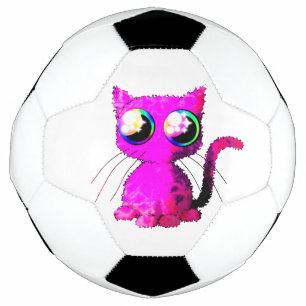 Voetbal met krullende roze kawaiikat