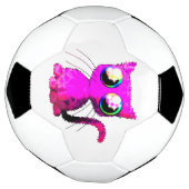 Voetbal met krulroze kawaii-kat (Gedraaid)