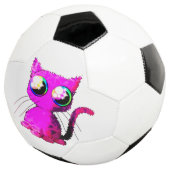 Voetbal met krulroze kawaii-kat (Drie kwart)