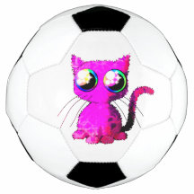 Voetbal met krulroze kawaii-kat