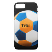 Voetbal met naam, blauw en Sinaasappel, Case-Mate iPhone Case (Achterkant)