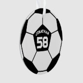 Voetbal met naam en jersey nummer foto ornament (voorkant)
