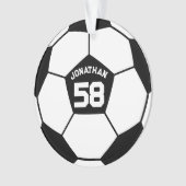 Voetbal met naam en jersey nummer foto ornament (voorkant)