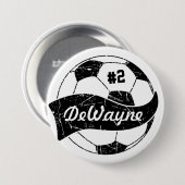 Voetbal Met Naam en Nummer Ronde Button 7,6 Cm (Voorkant /achterkant)