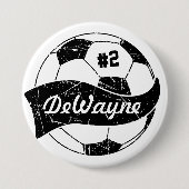 Voetbal Met Naam en Nummer Ronde Button 7,6 Cm (Voorkant)