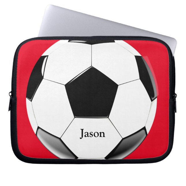 Voetbal met naam Laptop Electronics Bag Laptop Sleeve (Voorkant)