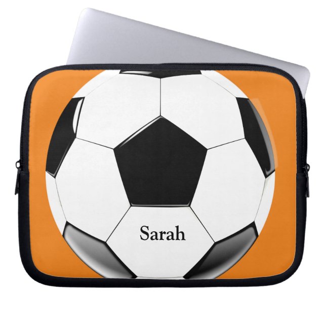 Voetbal met naam Laptop Electronics Bag Laptop Sleeve (Voorkant)