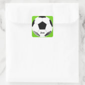 Voetbal met naam Lime Green Vierkante Sticker (Tas)