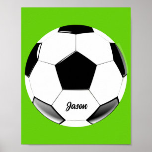 Voetbal met naam Lime Groen   Poster