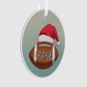 Voetbal met rode kerstmanhoed Naam Kerstmis Ornament (voorkant)
