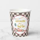 Voetbal met rode racewagen papieren bekers (Achterkant)