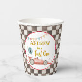 Voetbal met rode racewagen papieren bekers (Voorkant)