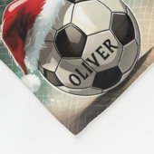 Voetbal met rode Santa Hat Sneeuwvlok Naam Fleece Deken (Hoek)