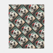 Voetbal met rode Santa Hoed Naam Fleece Deken (Voorkant)