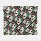 Voetbal met rode Santa Hoed Naam Fleece Deken (Voorkant (Horizontaal))