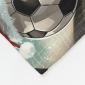 Voetbal met rode Santa Hoed Naam Fleece Deken (Hoek)