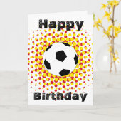 Voetbal met rood en geel, Happy Birthday Kaart (Gele Bloem)