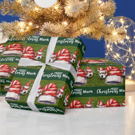 Voetbal met Santa Hat Cadeaupapier (Feestdagen)