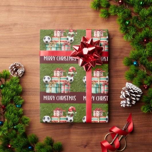 Voetbal met Santa Hat Cadeaupapier (Feestdagen Geschenken)