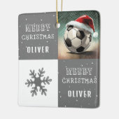Voetbal met Santa Hat Snowflake Keramisch Ornament (Links)