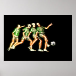 Voetbal met skelet poster