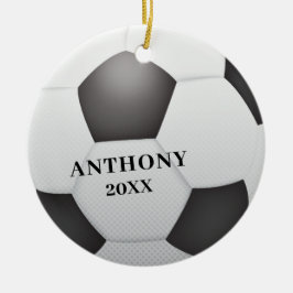 Voetbal met speciale kerstdagen keramisch ornament