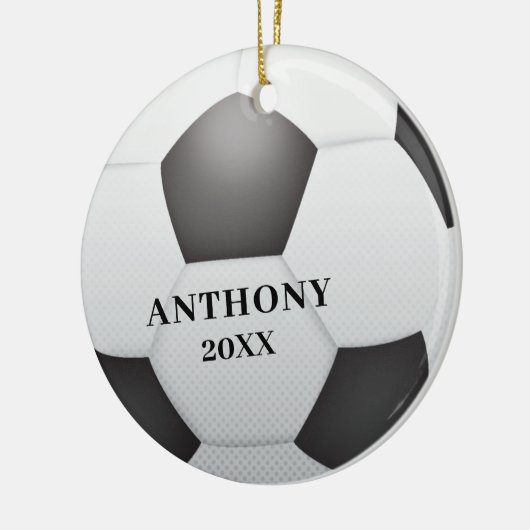 Voetbal met speciale kerstdagen keramisch ornament (Links)