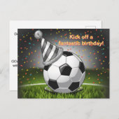 voetbal met verjaardagshoed confetti verjaardag briefkaart (Voorkant / Achterkant)