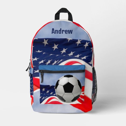 Voetbal met Vlag Rood Wit Blauw Bedrukte Rugzak (Voorkant)