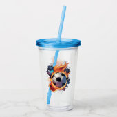 Voetbal met vlammen. acryl drinkbeker (Achterkant)