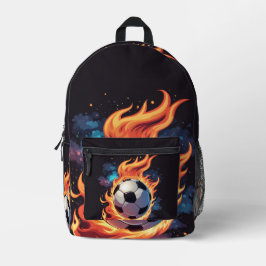 Voetbal met vlammen. bedrukte rugzak