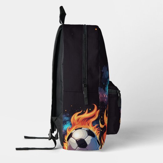 Voetbal met vlammen. bedrukte rugzak (Links)